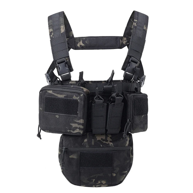 Gilet Tactique Chest Rig Nylon 500D avec Poches Frontales, Poche Pendante en Option, vue 18