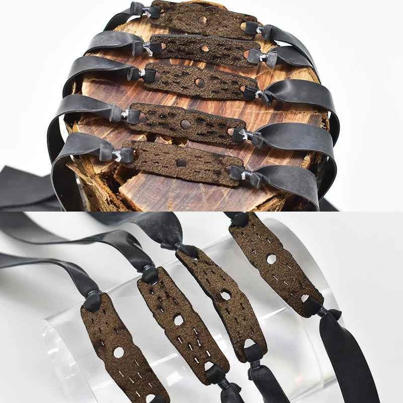 Élastiques Lance-Pierre Plats Noirs ou Rouges, Poche en Cuir, 45 cm, vue 3