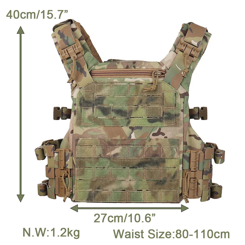 Gilet Tactique Porte-Plaques Ventilé, Ceinture Réglable, Nylon 500D ou Oxford 900D, vue 2