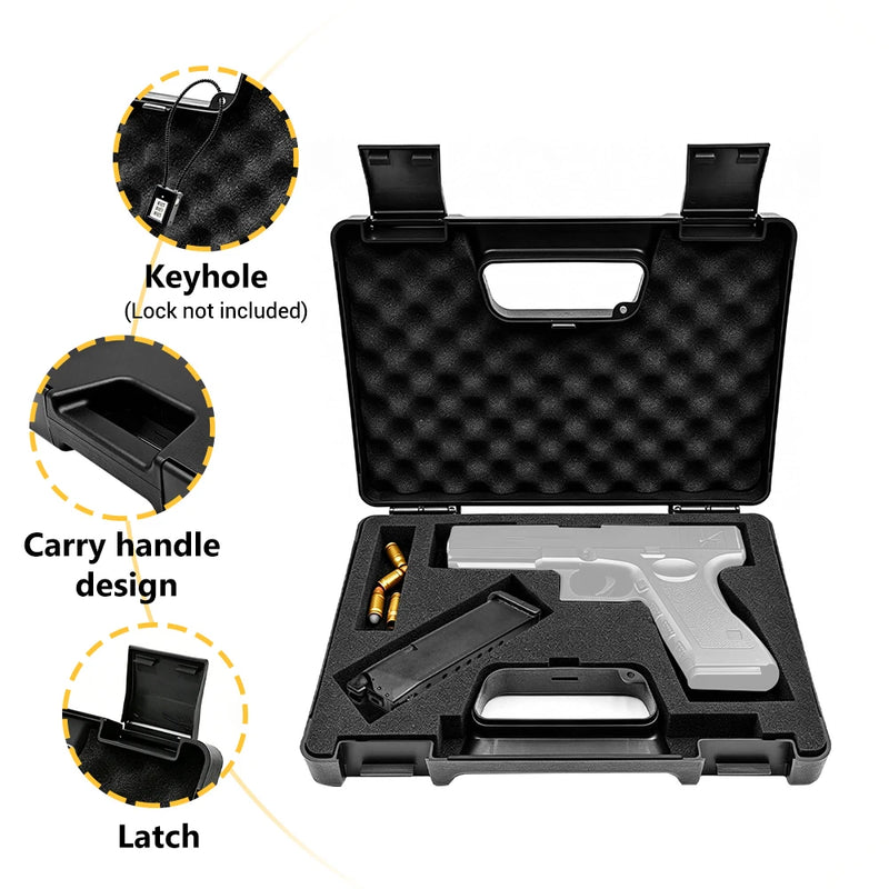 Mallette Arme de Poing Rigide Noire, Compartiments Pistolet et Chargeur, 29,5 x 21,5 cm, vue 5