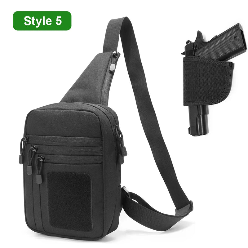 Sacoche Holster Bandoulière Noire en Nylon avec Poche Pistolet Discrète, 5 Formats, vue 9