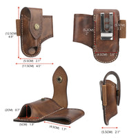 Étui en Cuir Marron pour Pince Multifonction, Rabat à Bouton Pression, Clip de Ceinture, 12,5 cm, vue 4
