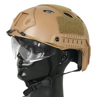 Casque Airsoft Tactique ABS avec Lunettes Intégrées et Rails Latéraux, vue 3