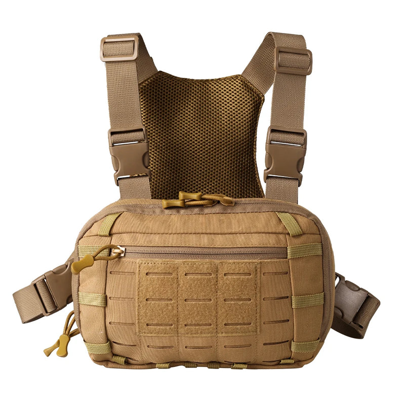 Sacoche Holster de Poitrine Tactique en Nylon 600D, Panneau MOLLE, 28 x 18 cm, 3 Coloris
