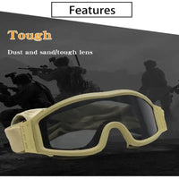 Lunettes-Masque Airsoft Coupe-Vent avec 3 Verres, Noir, Vert Armée ou Sable, vue 4