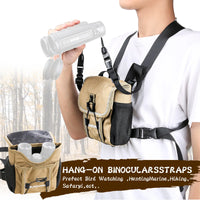 Harnais pour Jumelles avec Sac de Poitrine en Polyester Kaki, Bretelles Réglables, vue 2
