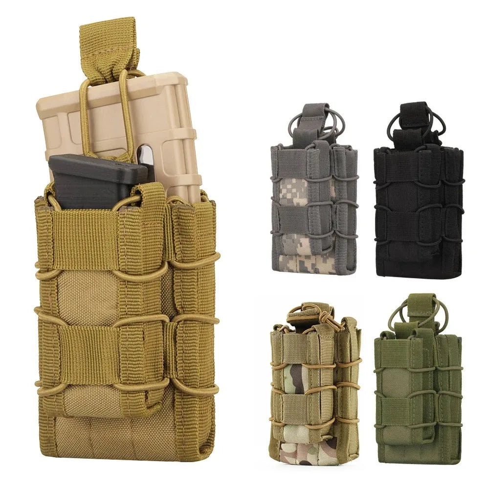 Porte-Chargeur Double Étagé MOLLE Nylon 1000D, Fusil et Pistolet, 5 Coloris