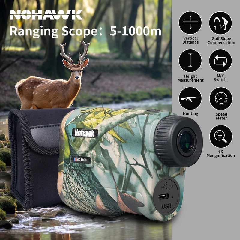 Télémètre Laser Camouflage ou Noir, 600 ou 1000 m, Pente et Hauteur, Housse Incluse, vue 7
