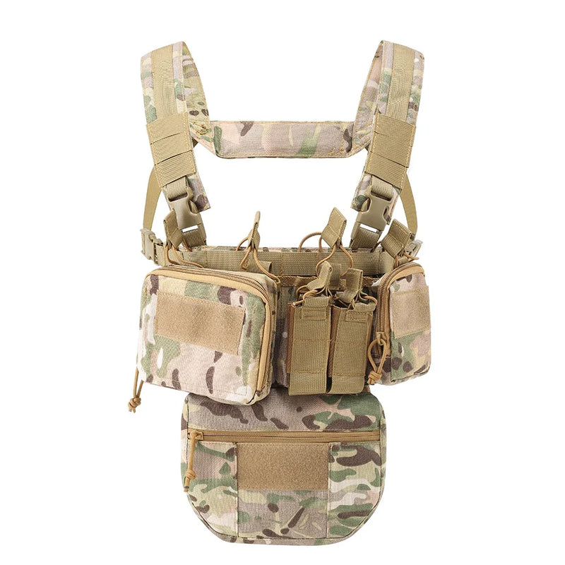 Gilet Tactique Chest Rig Nylon 500D avec Poches Frontales, Poche Pendante en Option, vue 17