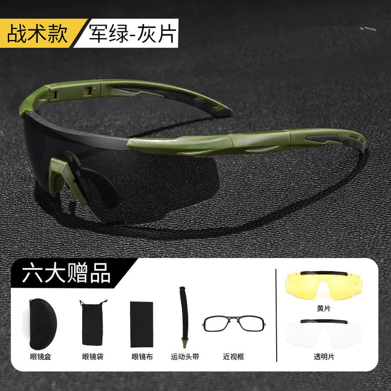 Lunettes de Tir Tactiques UV400, 3 Verres et Insert Correcteur, Noir, Vert ou Sable, vue 4