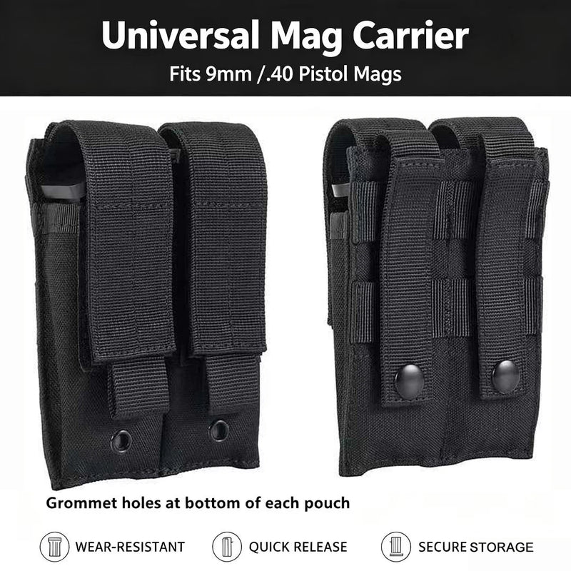 Porte-Chargeur Double MOLLE en Nylon pour Pistolet 9 mm et .40, vue 2