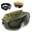 Lunettes de Protection Tactiques Anti-Buée, 1 ou 3 Verres, Noir, Vert ou Sable
