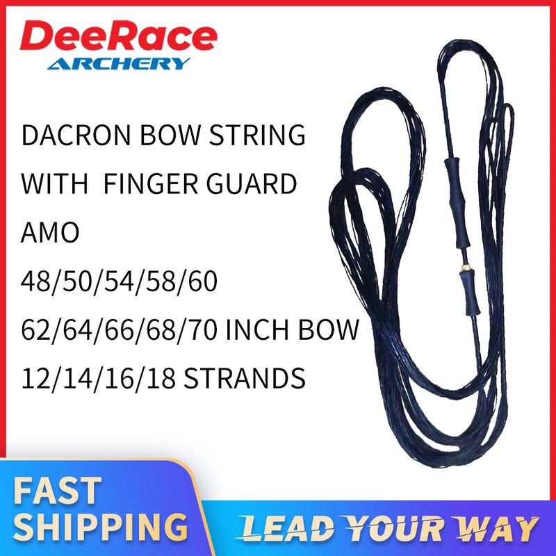 Corde d'Arc Polyester Noire avec Protège-Doigt, 122 à 178 cm, 12 à 18 Brins, vue 5