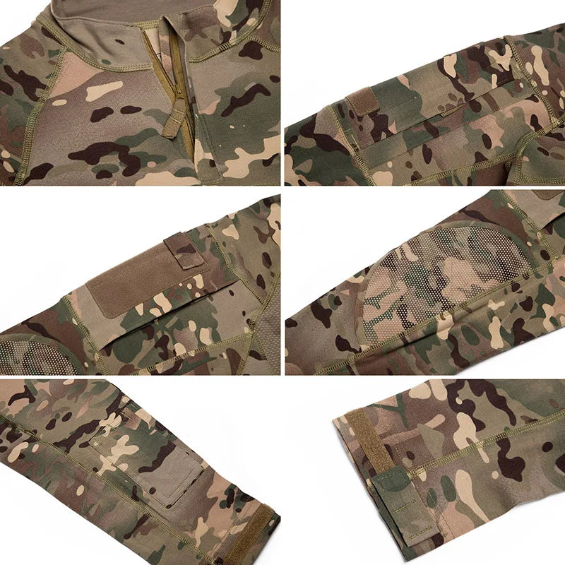 Chemise de Combat Camouflage Stretch à Col Montant et Quart de Zip, Homme, vue 6