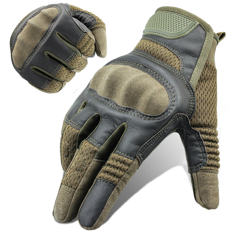 Gants Tactiques en Similicuir et Tissu Aéré, Coque Rigide, Noir, Vert Armée ou Sable, vue 5