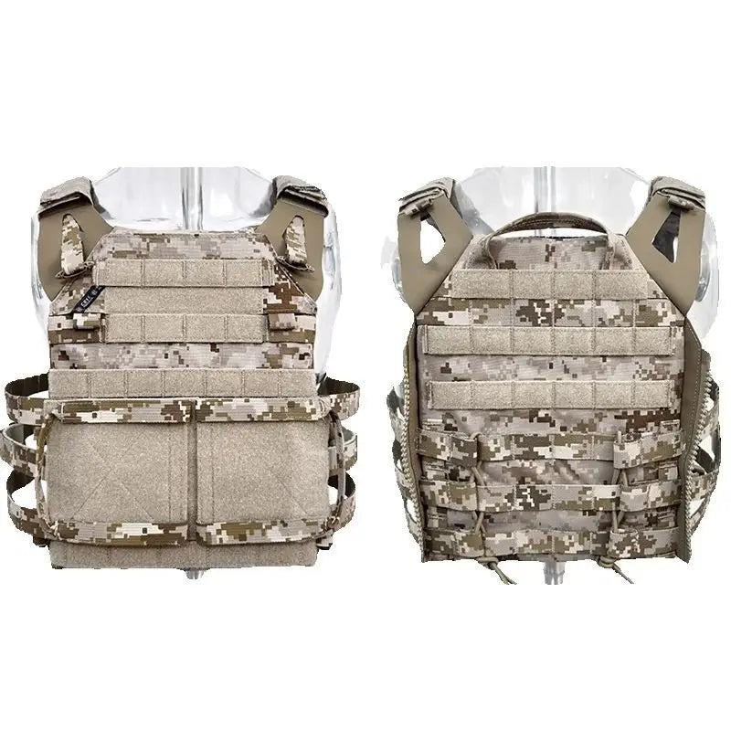 Gilet Tactique Porte-Plaques en Nylon 500D, Panneaux Latéraux MOLLE