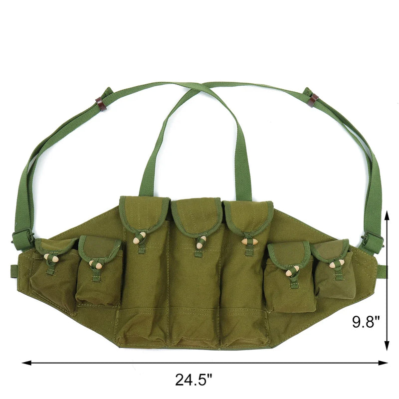 Gilet Tactique de Poitrine 7 Poches à Rabat en Toile Oxford Vert pour Chargeurs Type 56, 25 x 62 cm, vue 4