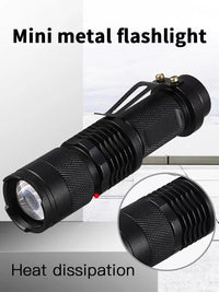 Mini Lampe Tactique LED Zoom Métal avec Clip, 3 Modes