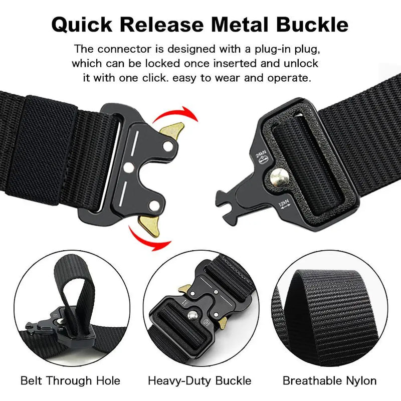 Ceinture Tactique Nylon à Boucle Métal Démontage Rapide, 3,8 cm, avec Mousqueton, vue 6