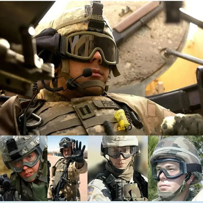Lunettes-Masque Airsoft Coupe-Vent avec 3 Verres, Noir, Vert Armée ou Sable, vue 6