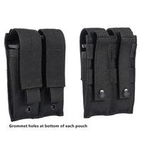 Porte-Chargeur Pistolet Double MOLLE Noir à Rabats Amovibles, 15 x 10 cm