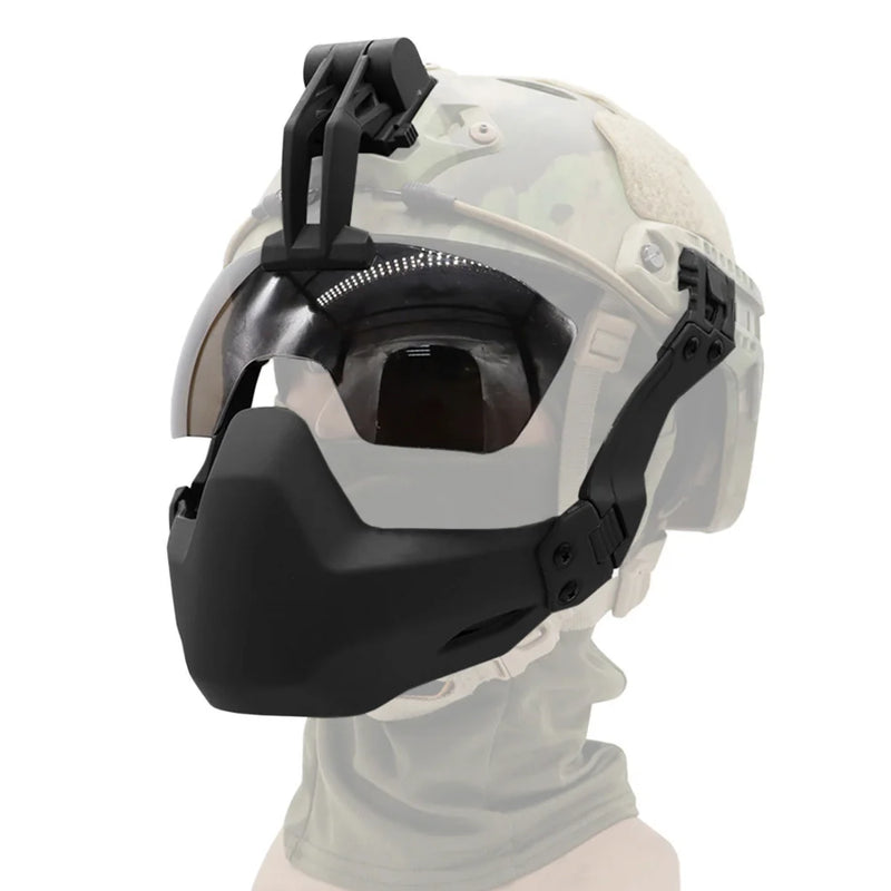 Demi-Masque Airsoft ABS pour Casque FAST, avec ou sans Lunettes Rabattables, vue 2