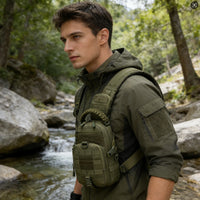 Sac Bandoulière Tactique 5,5 L en Polyester 600D, Poignée Tressée et MOLLE