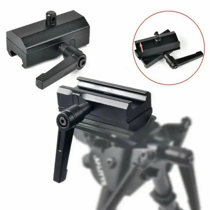 Adaptateur de Bipied à Levier de Serrage pour Rail Picatinny 20 mm, Aluminium Noir, vue 3