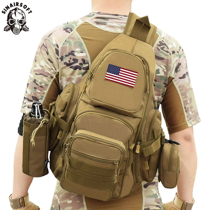 Sac Bandoulière Tactique 50 cm en Nylon Anti-Déchirure, Poches MOLLE, 4 Coloris, vue 2