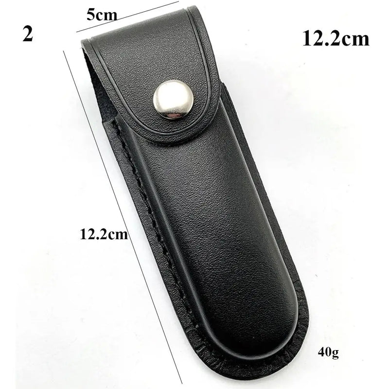 Étui Couteau Pliant en Cuir à Bouton-Pression, Noir ou Brun, 12 à 14,5 cm, vue 7