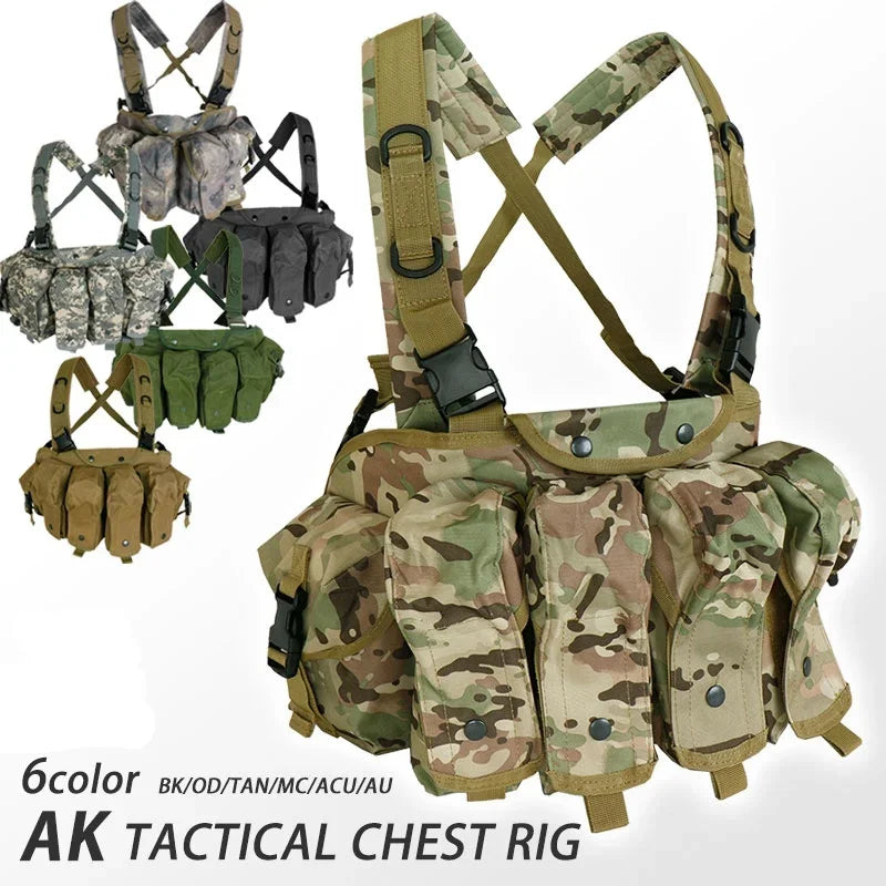 Gilet Tactique Chest Rig pour Chargeurs AK, Nylon 600D, Sept Coloris, vue 2