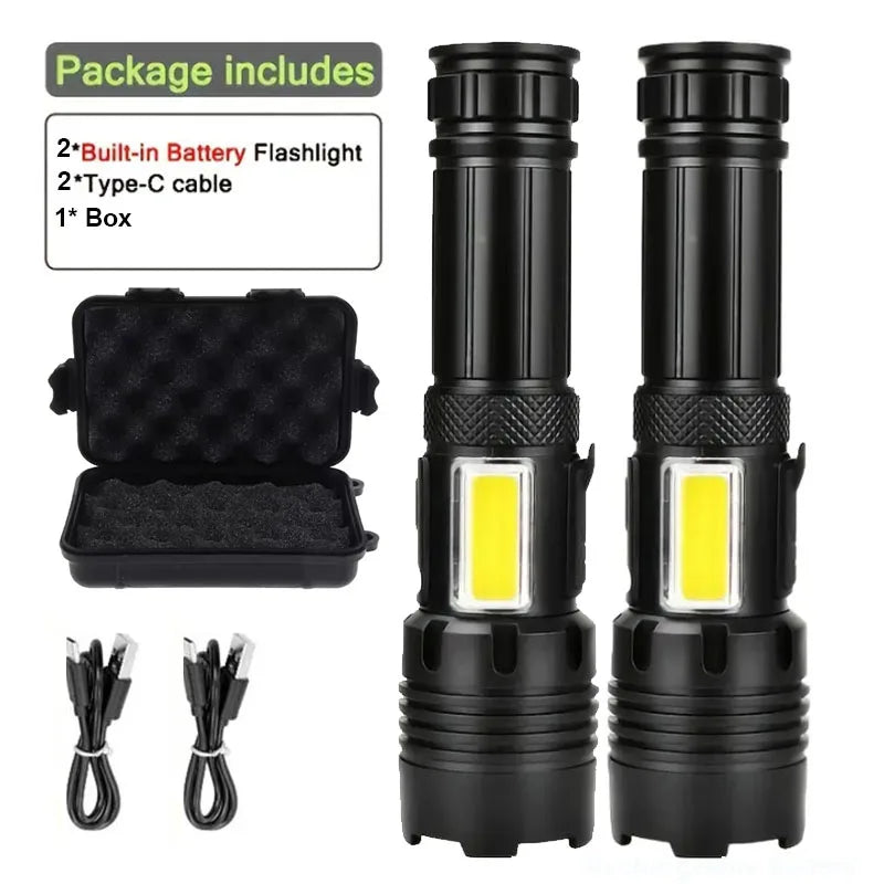 Lampe Tactique Rechargeable 7 Modes, Zoom et Lumière COB, Lot de 1 ou 2, vue 9