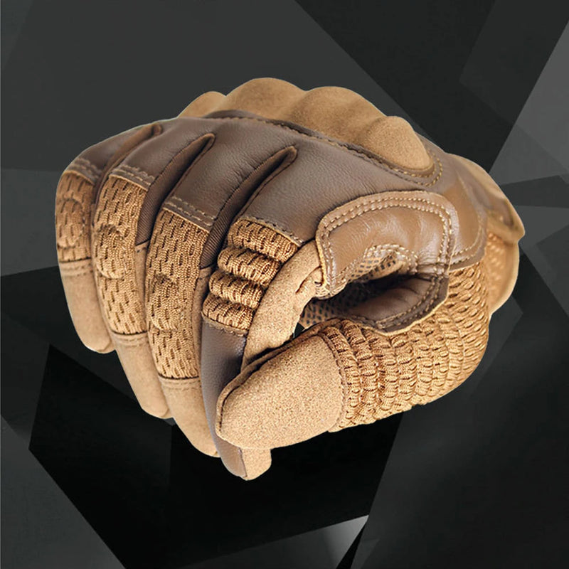 Gants Tactiques en Similicuir et Tissu Aéré, Coque Rigide, Noir, Vert Armée ou Sable, vue 3