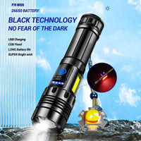 Lampe Tactique Rechargeable USB-C à Zoom, Éclairage COB et Batterie Externe, vue 2