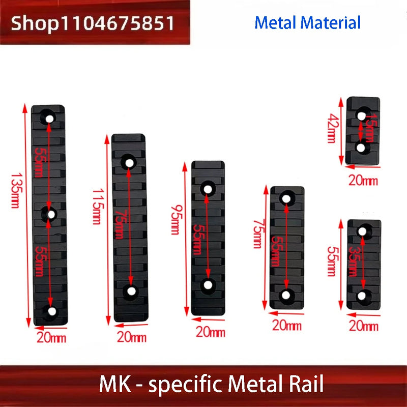 Rail Picatinny 20 mm pour Garde-Main M-LOK et KeyMod, Nylon ou Métal, Rail Seul ou Lot de 5 ou 6 Rails, vue 4