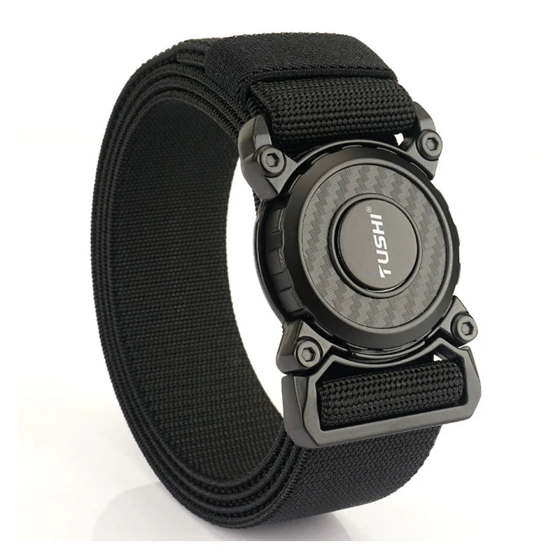 Ceinture Tactique Élastique Nylon, Boucle Rotative en Zinc, 125 cm