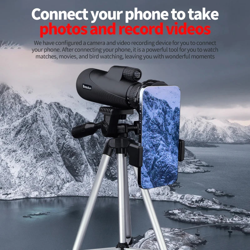 Monoculaire Zoom 10-30x50 Noir, Mini-Trépied et Support Smartphone selon Modèle, vue 4