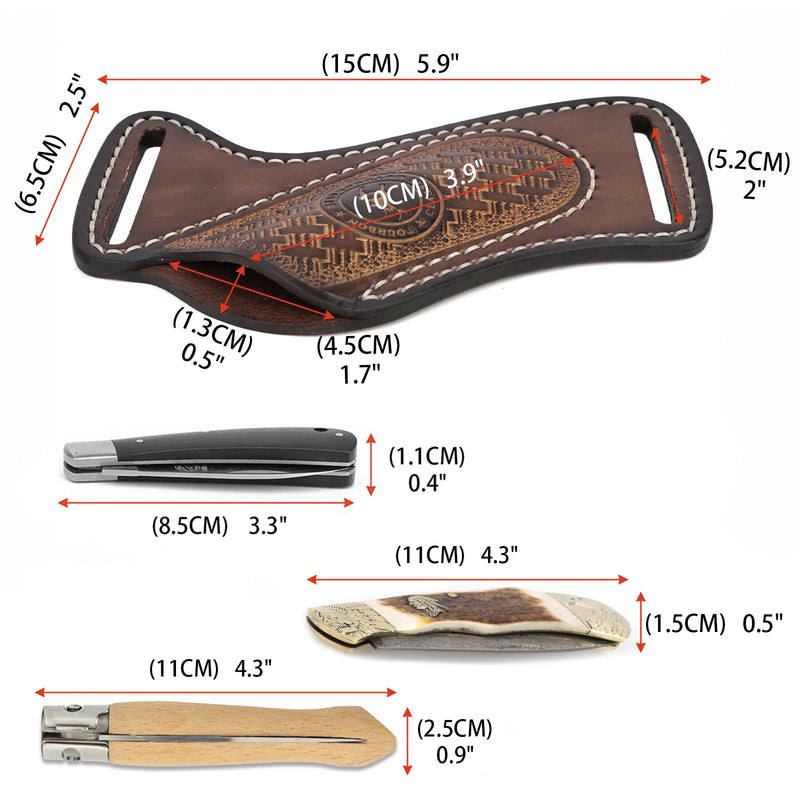 Étui Cuir pour Couteau Pliant ou Outil de Poche, Marron, Petit ou Grand Modèle, vue 4