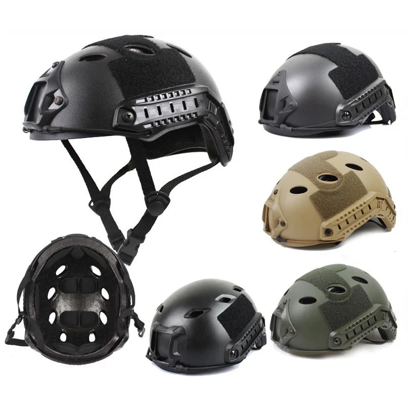 Casque Airsoft Tactique avec ou sans Orifices, Rails Latéraux et Bandes Auto-Agrippantes, vue 2