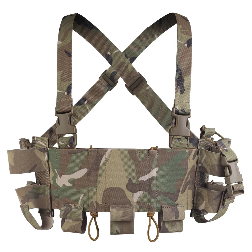 Gilet Tactique Chest Rig Minimaliste à Triple Porte-Chargeurs Élastique, 23 x 20 cm