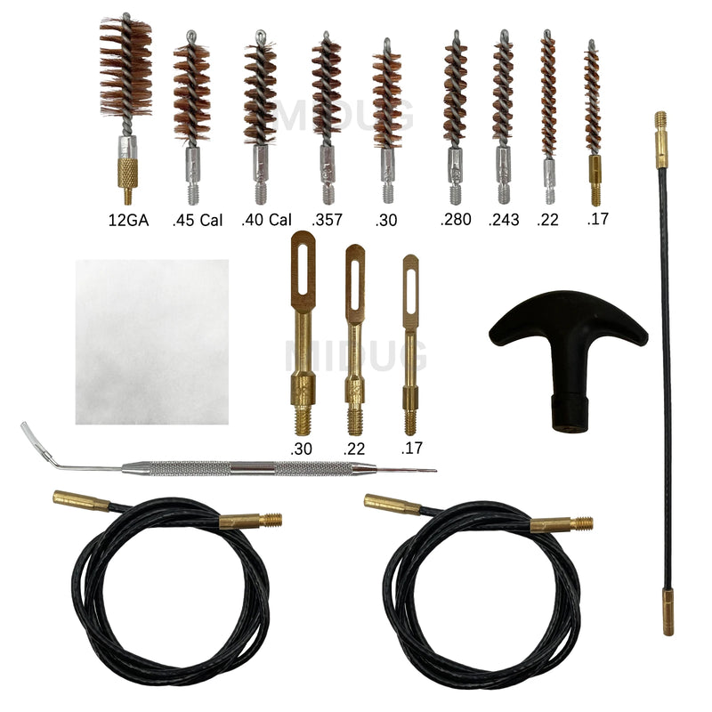 Kit de Nettoyage Arme Multi-Calibres, Étui Zippé, 9 Brosses et 3 Câbles, vue 5